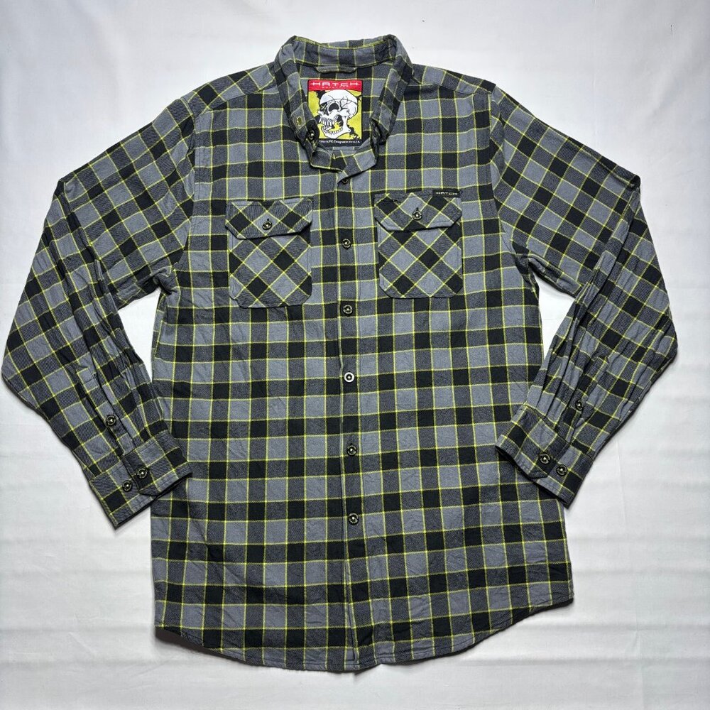 Hatch Outdoors Fly Fishing Reels & Gear Gray Plaid Flannel Shirt Mens Med